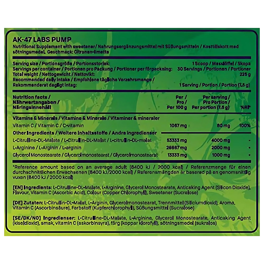 AK-47 Labs Pump Caffeine Free 30srv 225g