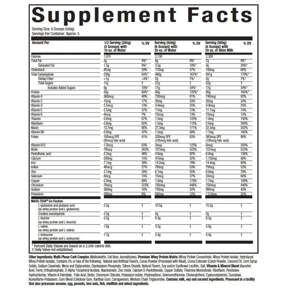 MuscleTech Mass Tech Extreme 2000 Mass Gainer 6 lbs