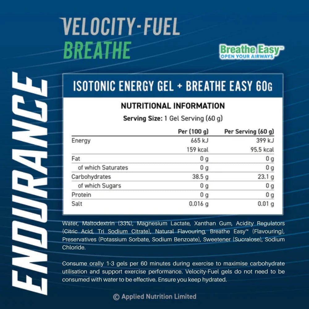 Applied BREATHE Isotonic Energy Gel - Open Your Airwaves 60g Blackcurrant (HALAL) 658556043493 - The Supplement Warehouse Pte Ltd