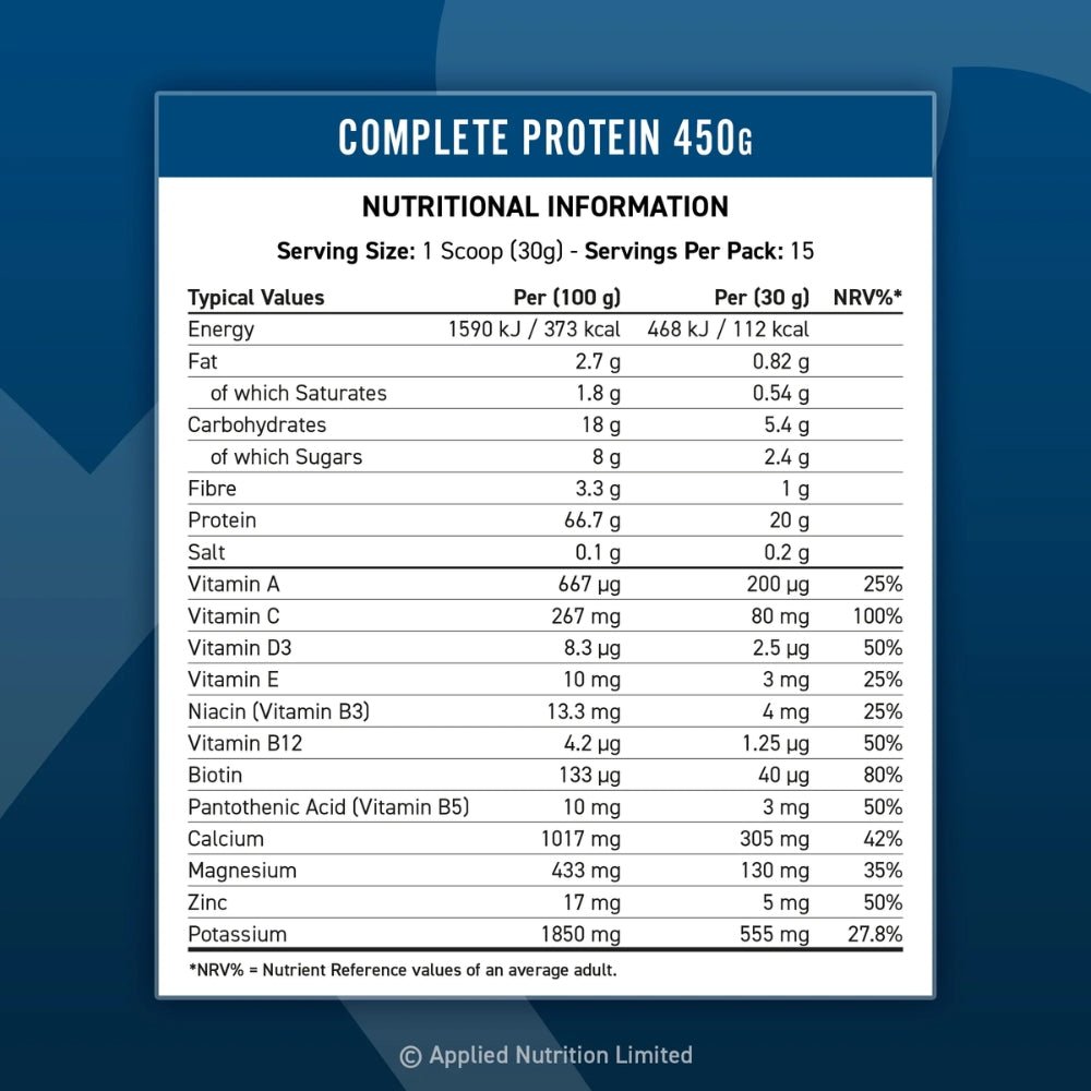 Applied Complete Protein (with Vitamins, Minerals and more) 15 servings 450g 5056555206942 - The Supplement Warehouse Pte Ltd