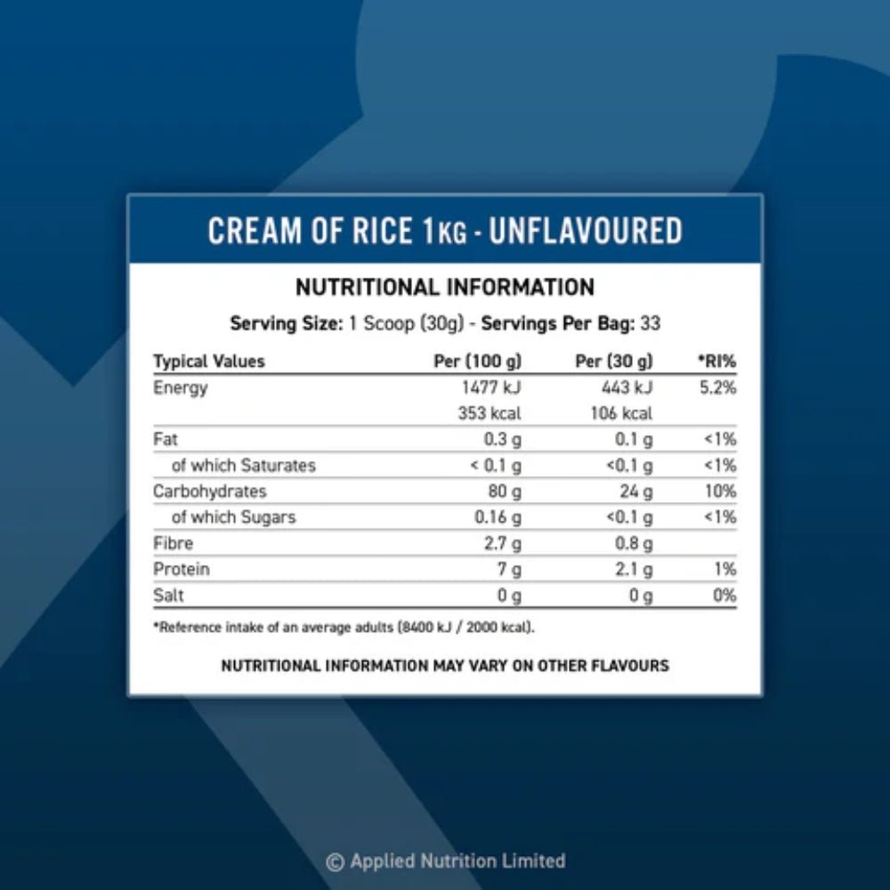 Applied Cream of Rice Complex Carbs 1 kg (HALAL) 5056555205723 - The Supplement Warehouse Pte Ltd
