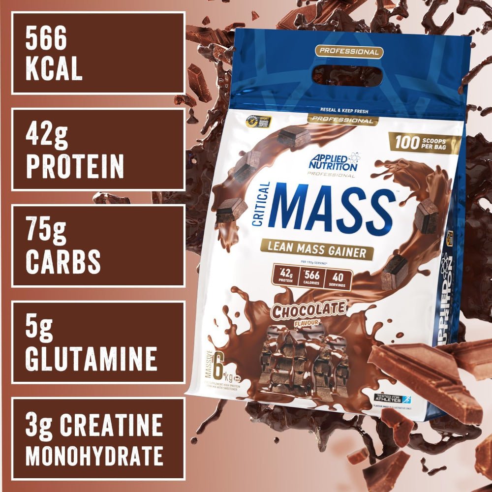 Applied Critical Mass Professional Lean Mass Gainer (per 60g scoop 17g Protein, 30g Carbs, 226 Calorie) HALAL 634158793882 - The Supplement Warehouse Pte Ltd