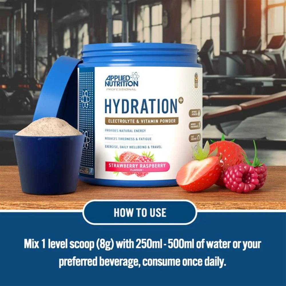 Applied Hydration Electrolyte & Vitamin Powder 30 srv (per 8g scoop: 0g fat, 0.6g sugar, 10 cal) HALAL 5056555207000 - The Supplement Warehouse Pte Ltd