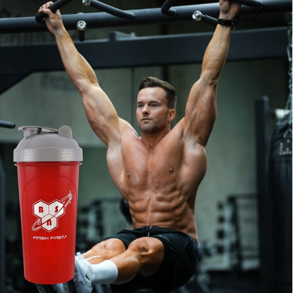 BSN Shaker Grey, Red Super 1000ml 5060469986135- The Supplement Warehouse Pte Ltd