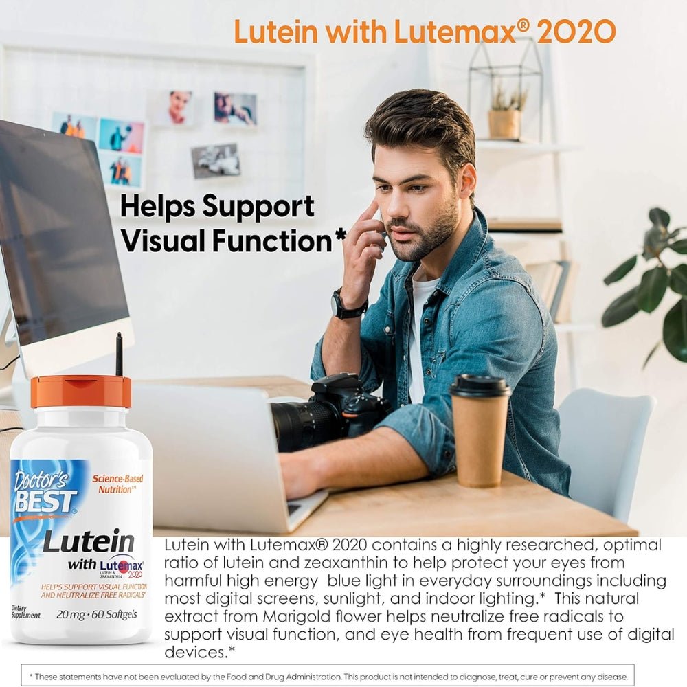 Doctor's Best Lutein with Lutemax 2020 20 mg 60 Softgels 753950003699 - The Supplement Warehouse Pte Ltd