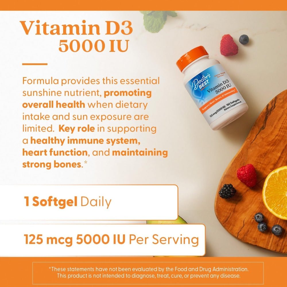 Doctor's Best Vitamin D3 180 Softgels 753950002098 - The Supplement Warehouse Pte Ltd