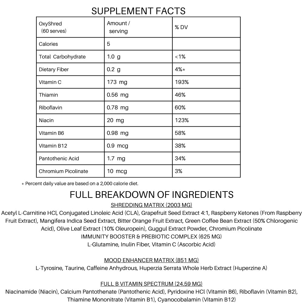EHP Labs OxyShred Thermogenic Fat Burner 60 servings 850006815449 - The Supplement Warehouse Pte Ltd