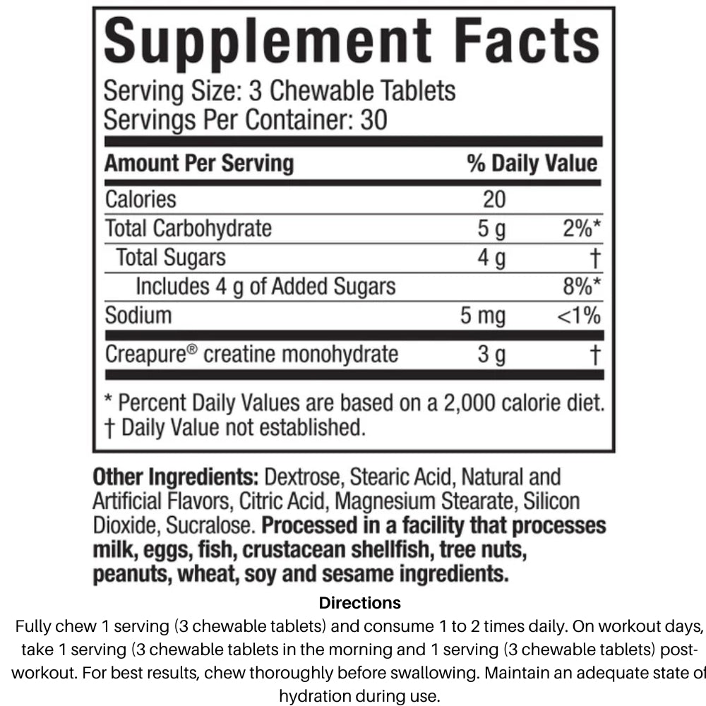 MuscleTech Creatine Chews 90 Chews x01/26 Citrus Burst 631656610703- The Supplement Warehouse Pte Ltd