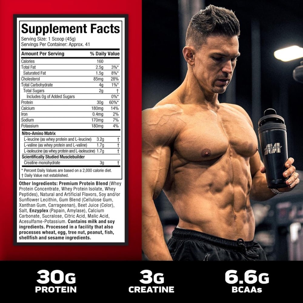 MuscleTech Nitro Tech Ripped Whey Protein 4 lbs (30g protein, 3g carb, 150 cal, carnitine) Exp 2027 631656709575 - The Supplement Warehouse Pte Ltd