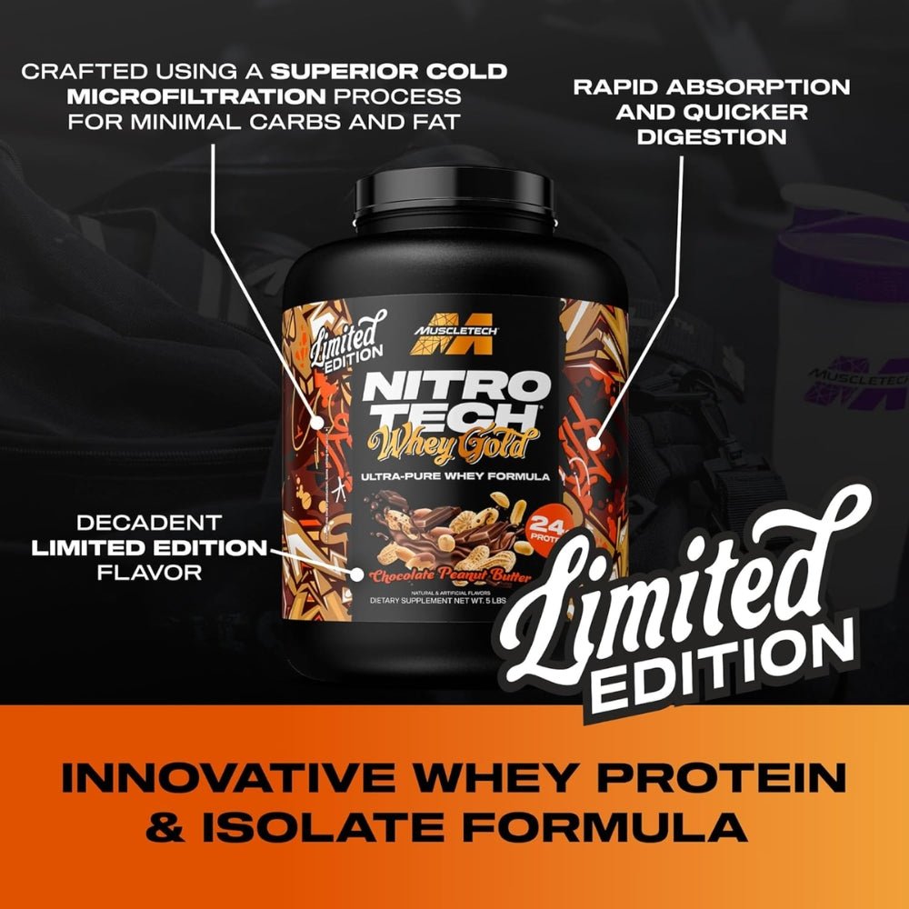 MuscleTech Nitro Tech Whey Gold Protein 5 lbs (24g protein, 2g carb, 130 cal) 631656717884 - The Supplement Warehouse Pte Ltd