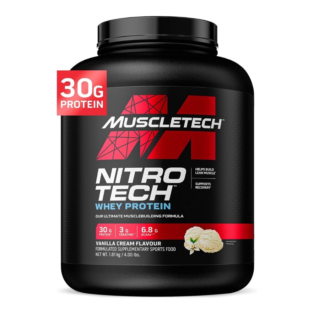 MuscleTech Nitro Tech Whey Protein 4 lbs (30g protein, 4g carbs, 160 cal, 3g creatine) Exp 2027 631656703290 - The Supplement Warehouse Pte Ltd