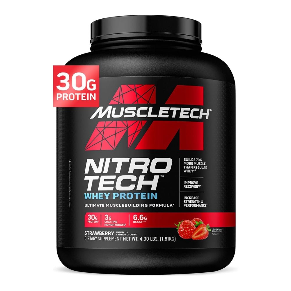 MuscleTech Nitro Tech Whey Protein 4 lbs (30g protein, 4g carbs, 160 cal, 3g creatine) Exp 2027 631656703306 - The Supplement Warehouse Pte Ltd