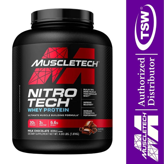 MuscleTech Nitro Tech Whey Protein 4 lbs (30g protein, 4g carbs, 160 cal, 3g creatine) Exp 2027 631656703313 - The Supplement Warehouse Pte Ltd