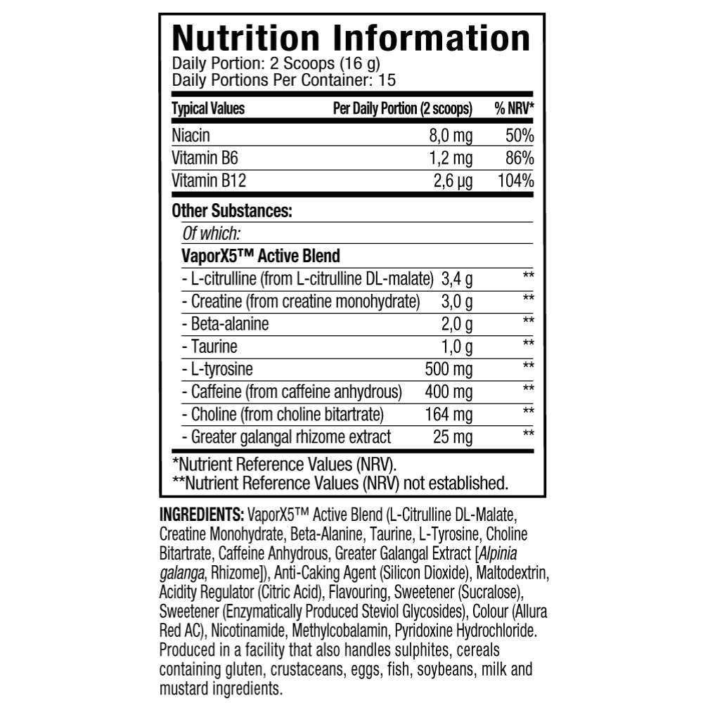 MuscleTech Vapor X5 Pre - Workout 30 servings 631656254013 - The Supplement Warehouse Pte Ltd