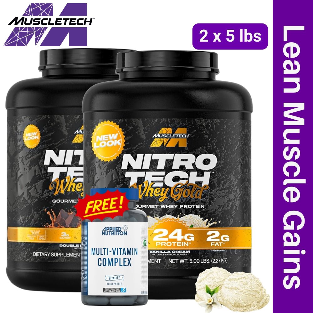MuscleTech Whey Gold 5 lbs Twin Bundle + Free Multi Vitamin 90 caps - The Supplement Warehouse Pte Ltd