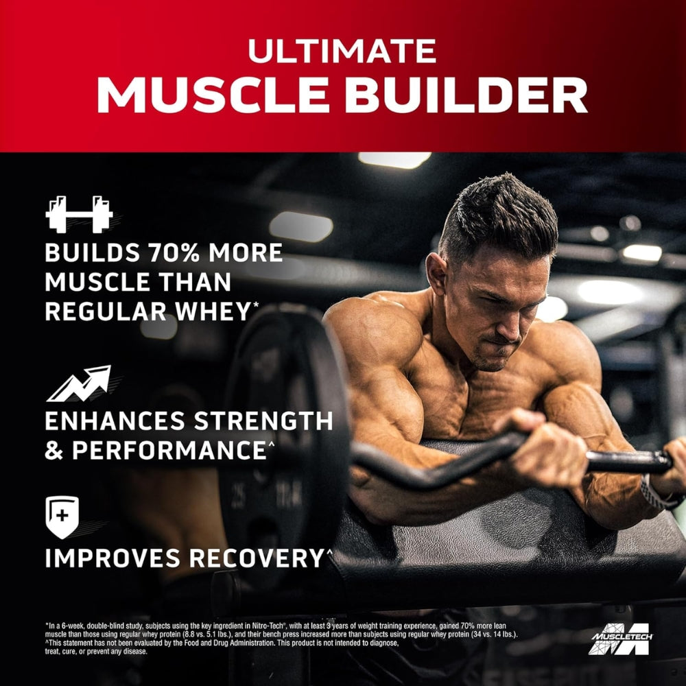 MuscleTech Nitro Tech Ripped Whey Protein 4 lbs (30g protein, 3g carb, 150 cal, carnitine) Exp 2027