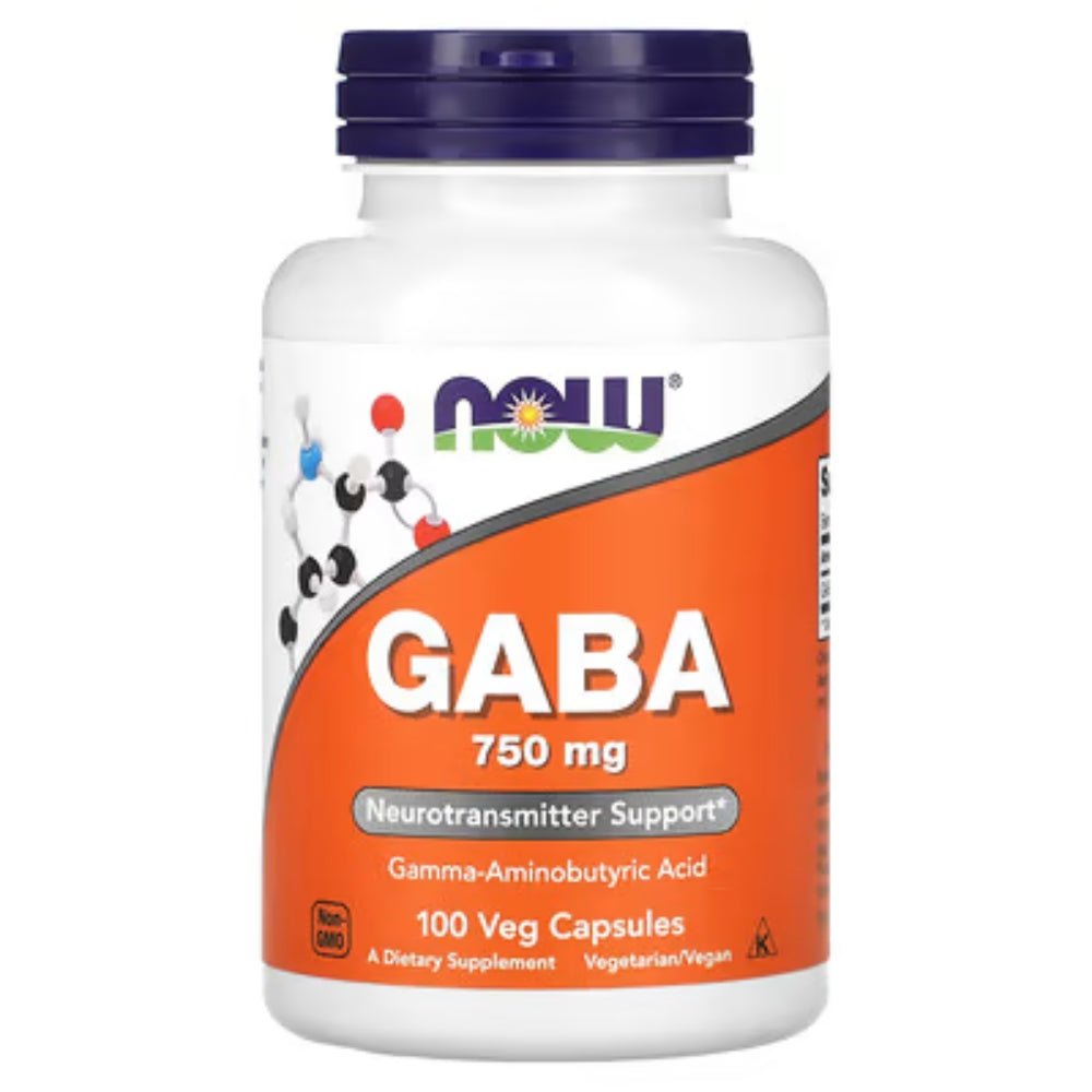 NOW GABA 750mg (promotes relaxation) 100 veg caps 733739000897 - The Supplement Warehouse Pte Ltd