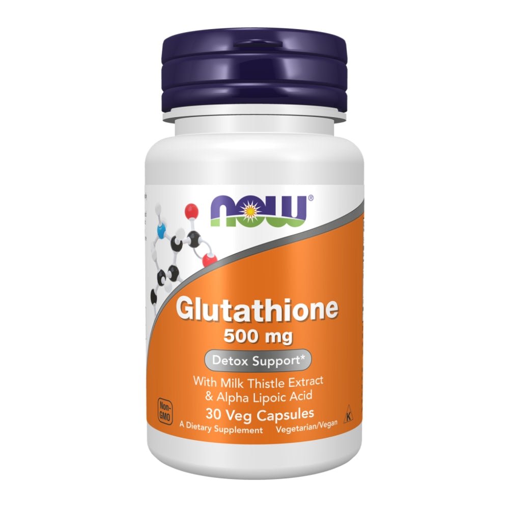 NOW Glutathione (incl Milk Thistle & ALA) Detox Support 500mg veg caps 733739001047 - The Supplement Warehouse Pte Ltd
