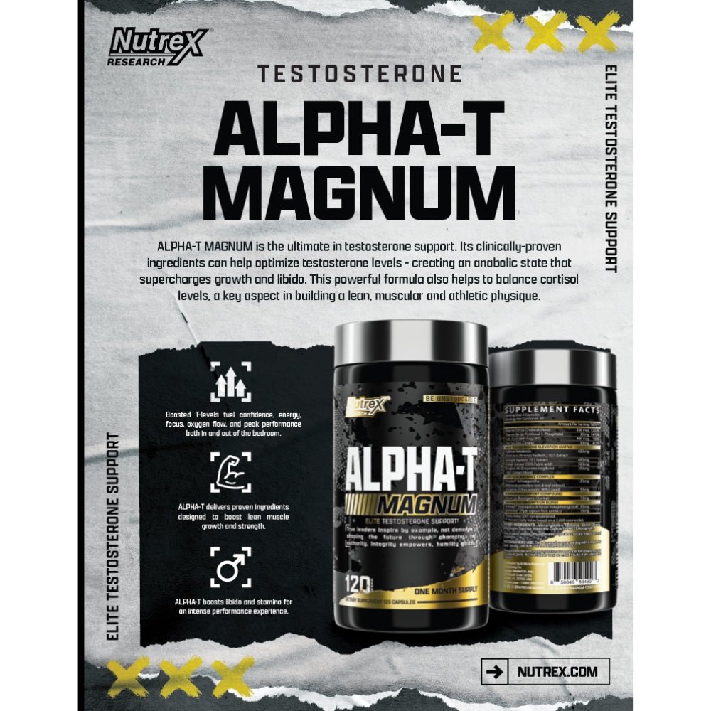 Nutrex Alpha - T Magum 120 veg caps 850046504907 - The Supplement Warehouse Pte Ltd