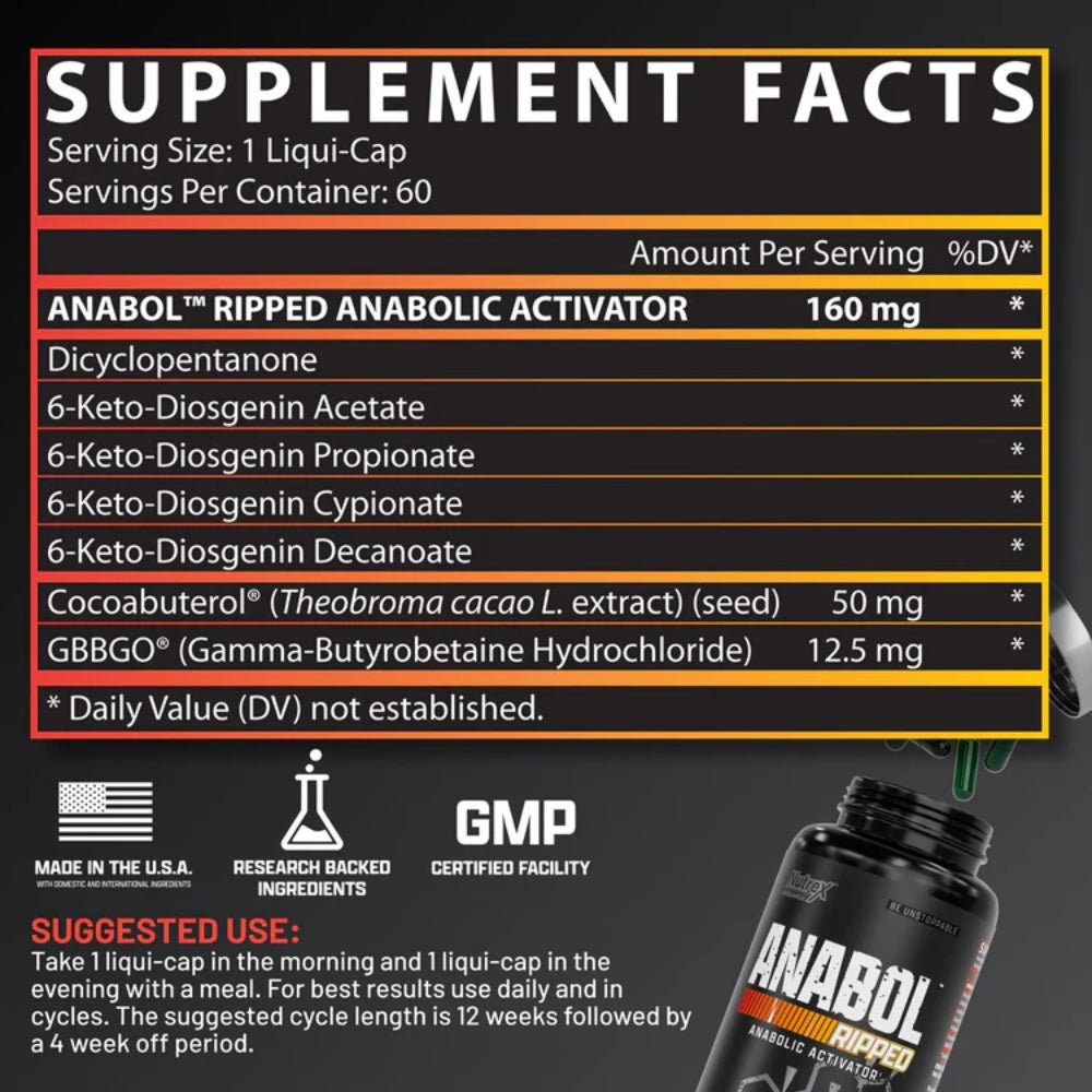 Nutrex ANABOL Anabolic Activator 60 veg caps 850046504501 - The Supplement Warehouse Pte Ltd