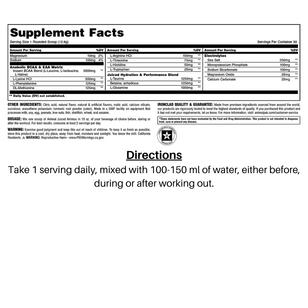 Universal Animal Juiced Aminos Intra/Post Workout Formula 30srv 039442030672- The Supplement Warehouse Pte Ltd