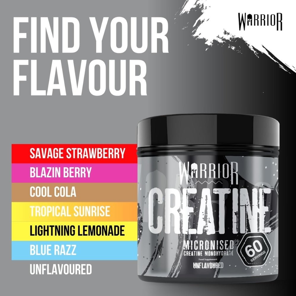 Warrior Micronized Creatine Monohydrate (in Unflavored and Flavored) 300g 5060424707577 - The Supplement Warehouse Pte Ltd