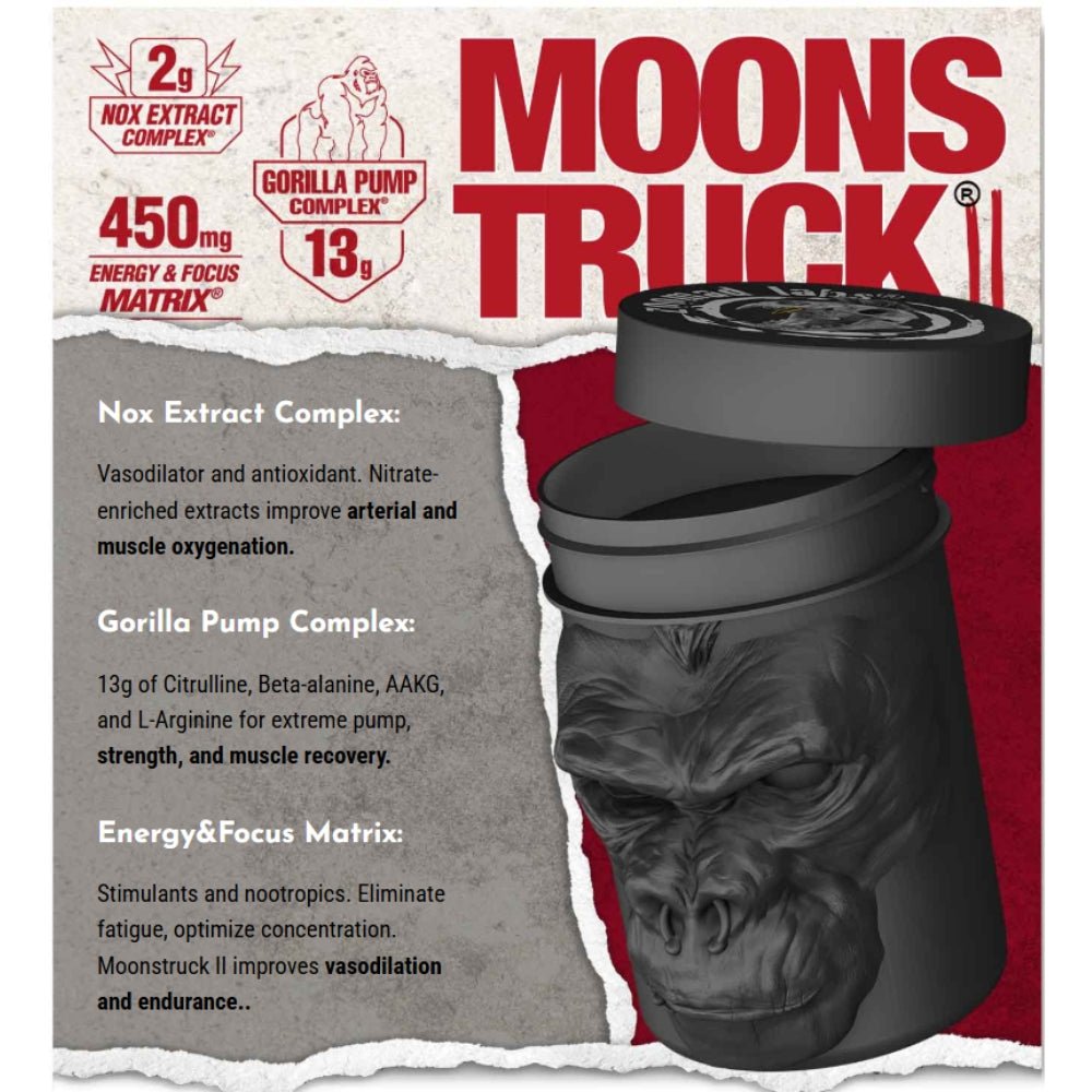Zoomad Moonstruck II Pre - Workout 30srv 510g (300mg caffeine, 3g Beta Alanine, 3g Citrulline, 2g Arginine) 8436551611525 - The Supplement Warehouse Pte Ltd
