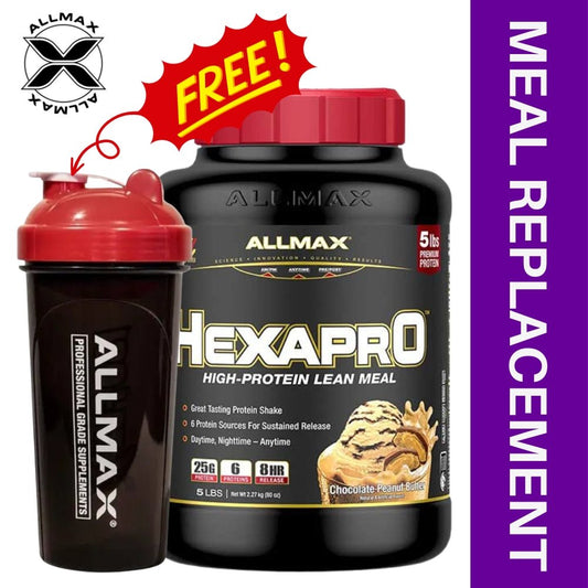 AllMax HexaPro Chocolate Peanut Butter + Shaker Bundle - The Supplement Warehouse Pte Ltd
