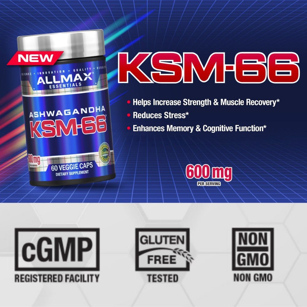 AllMax KSM-66 60 veg caps 665553229645- The Supplement Warehouse Pte Ltd