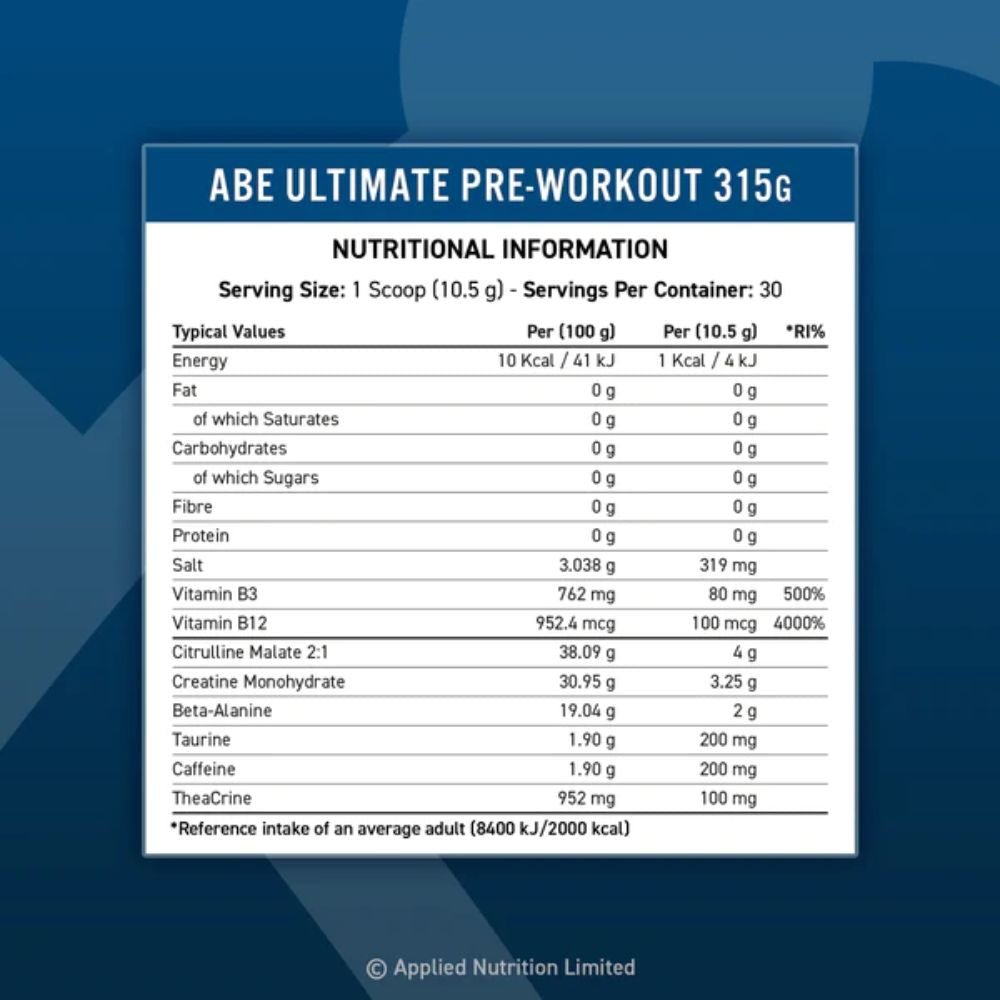 Applied ABE Pre-Workout (HALAL) 30 srv 634158661679- The Supplement Warehouse Pte Ltd