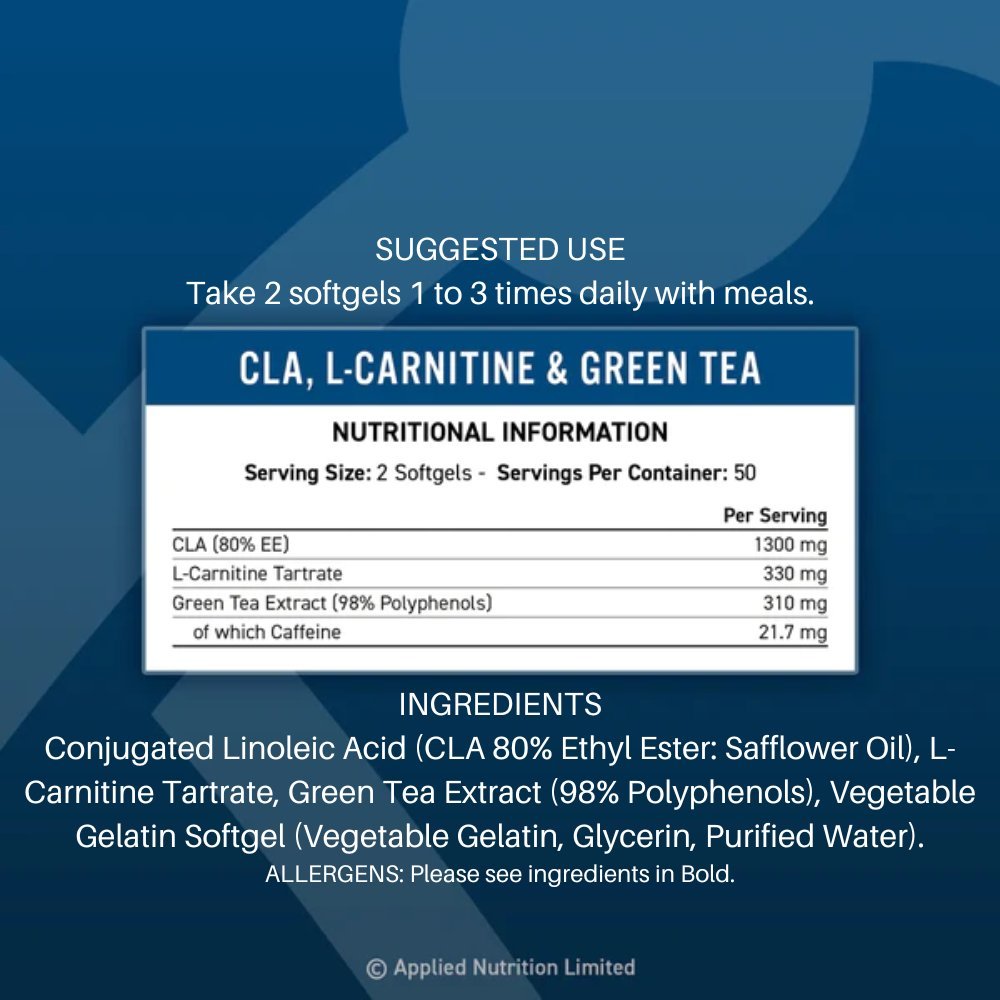 Applied CLA, L-Carnitine & Green Tea (HALAL) 100 veg softgels 634158499302- The Supplement Warehouse Pte Ltd