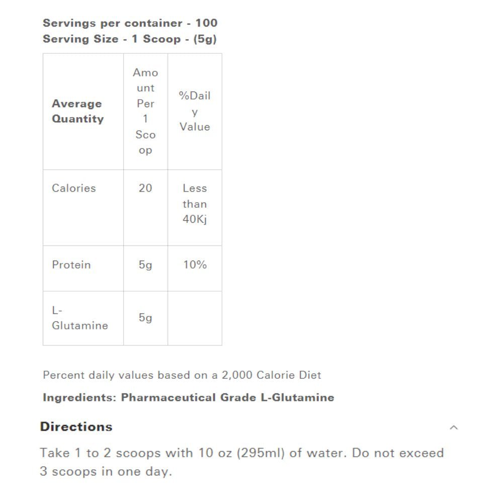 EHP Labs Glutamine 500g Pharmaceutical Grade 100 srv 850025466639- The Supplement Warehouse Pte Ltd