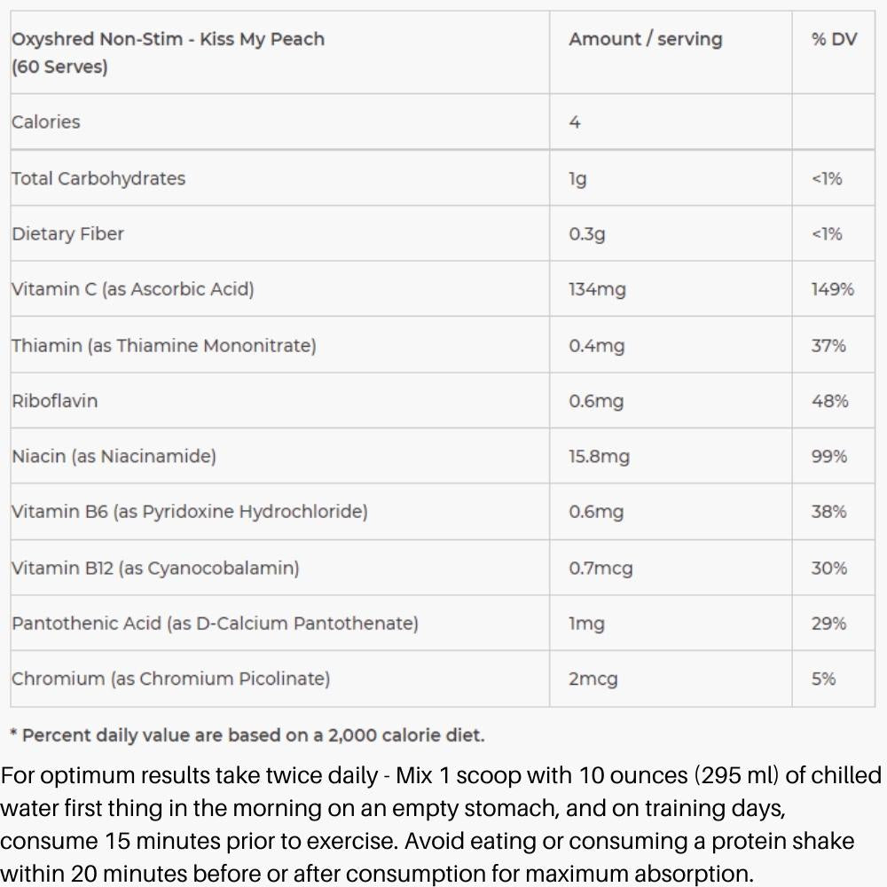 EHP Labs Oxyshred Non-Stim Fat Burner 60 servings 850006815470- The Supplement Warehouse Pte Ltd
