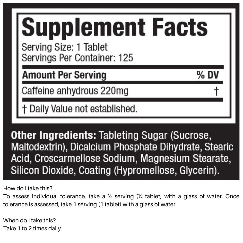 MuscleTech Platinum 100% Caffeine 125 tablets 631656609394- The Supplement Warehouse Pte Ltd