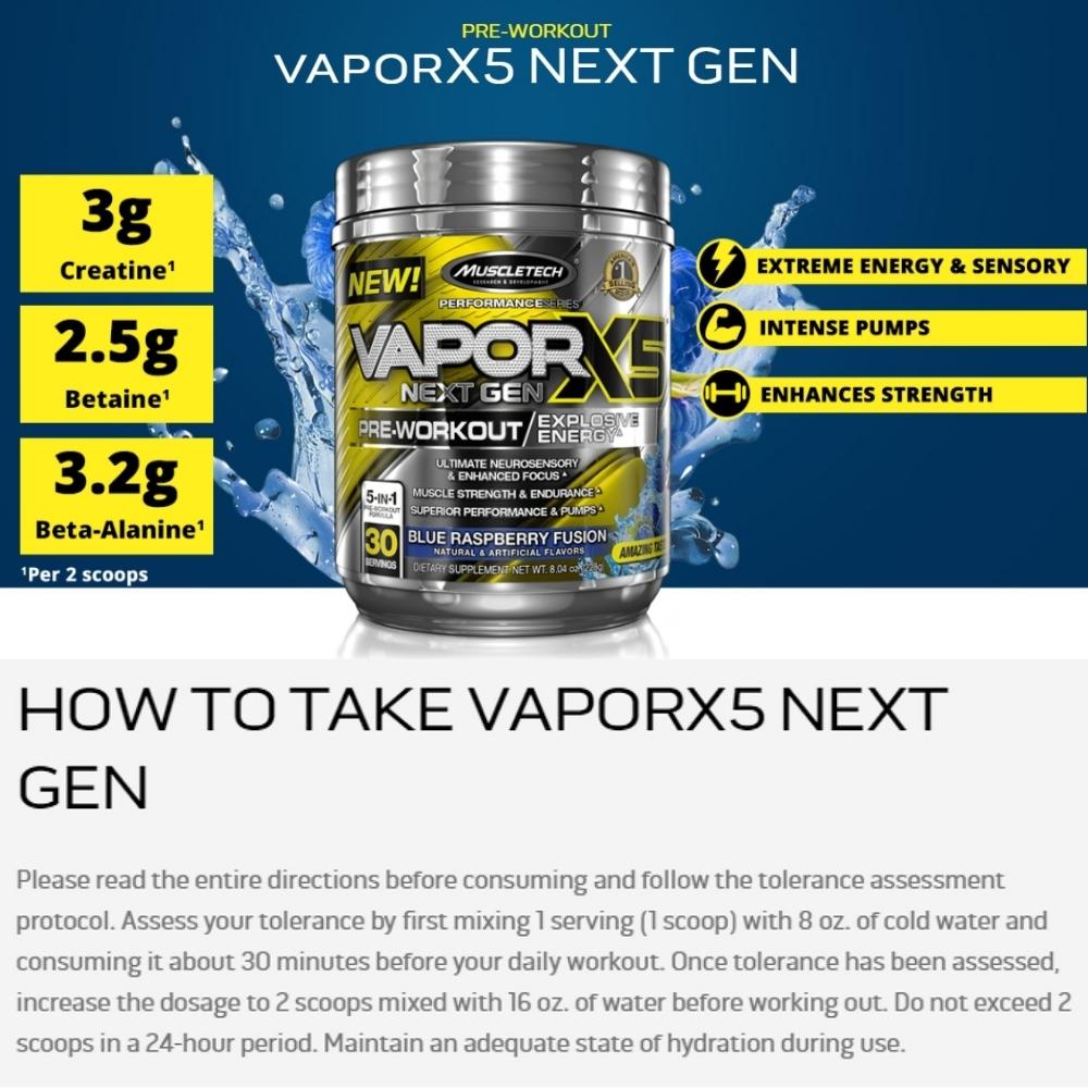 MuscleTech Vapor X5 Next Gen 30 servings 631656254013- The Supplement Warehouse Pte Ltd