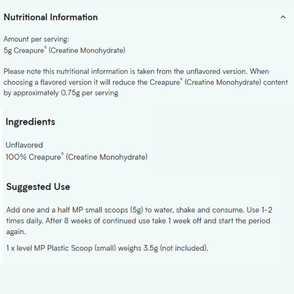 MyProtein Creapure® Creatine Monohydrate 5055534302347- The Supplement Warehouse Pte Ltd