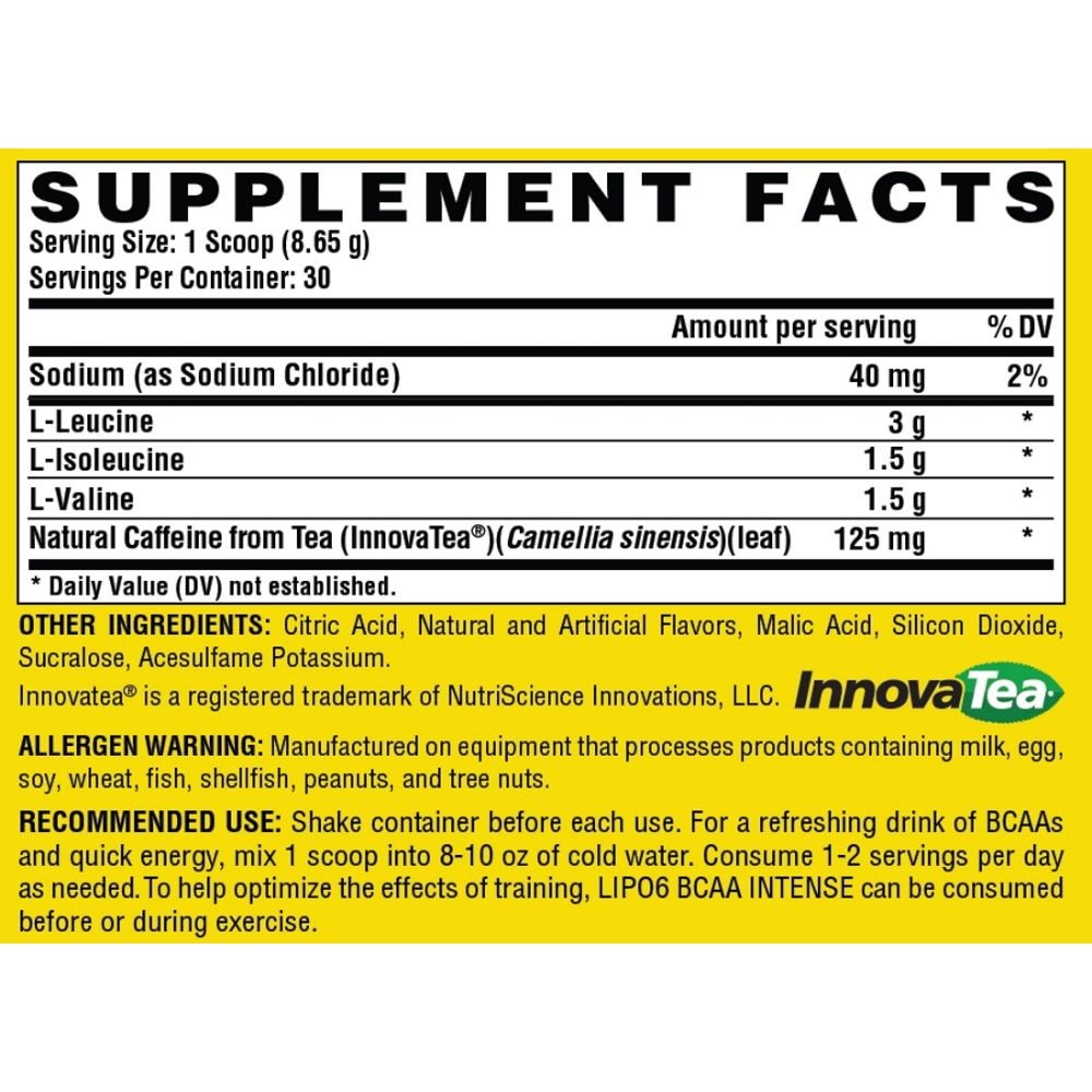 Nutrex Lipo6 BCAA 6000 Intense 30 servings 850026029307- The Supplement Warehouse Pte Ltd