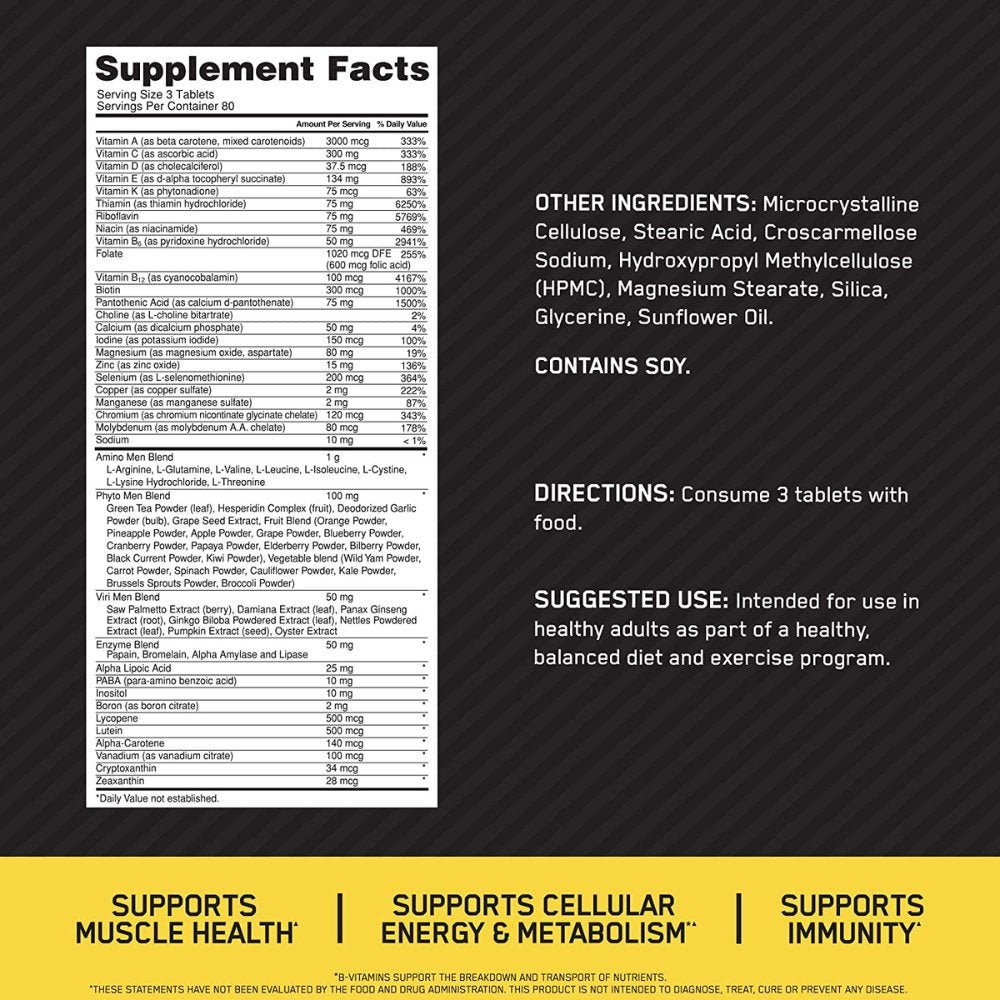 Optimum Nutrition Opti-Men Multi-Vitamin US 748927052237- The Supplement Warehouse Pte Ltd