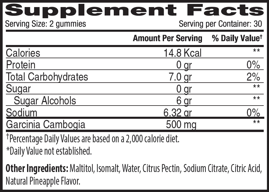 The Gummies Co Sugar Free Garcinia Cambogia 60 Gummies Pineapple Flavour 639738166360- The Supplement Warehouse Pte Ltd