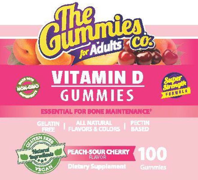 The Gummies Co Vitamin D 100 Gummies Peach & Sour Cherry 639738166414- The Supplement Warehouse Pte Ltd