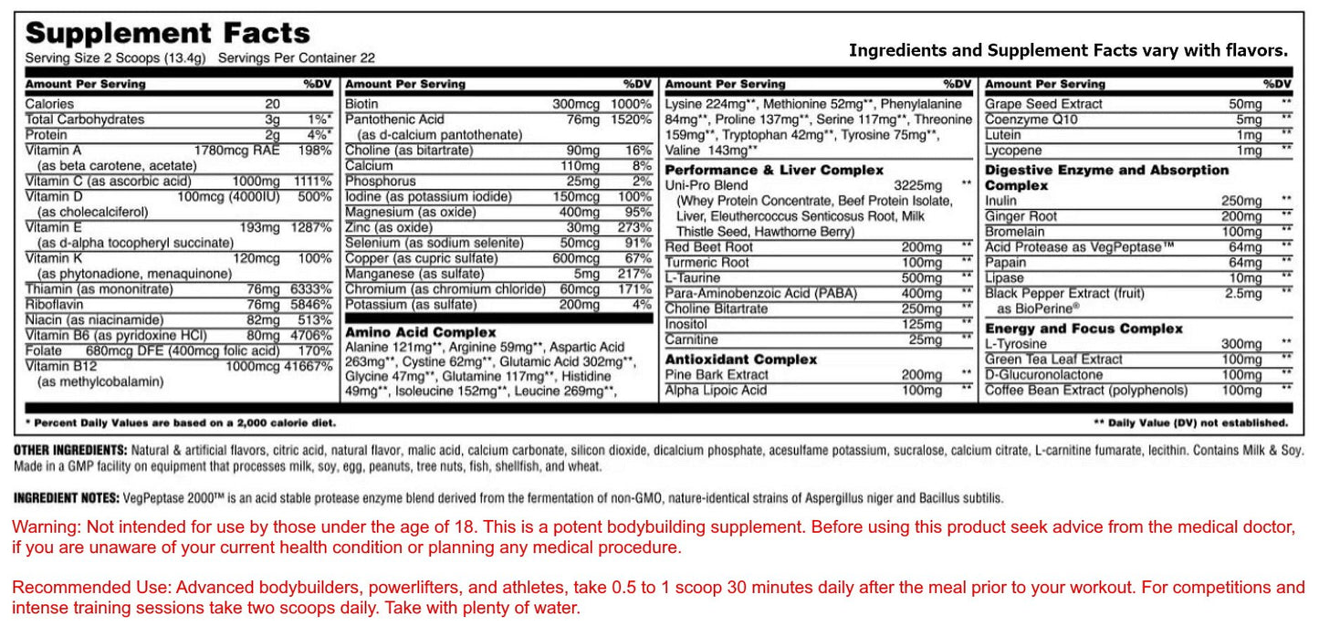 Universal Nutrition Animal Pak Powder 039442032218- The Supplement Warehouse Pte Ltd