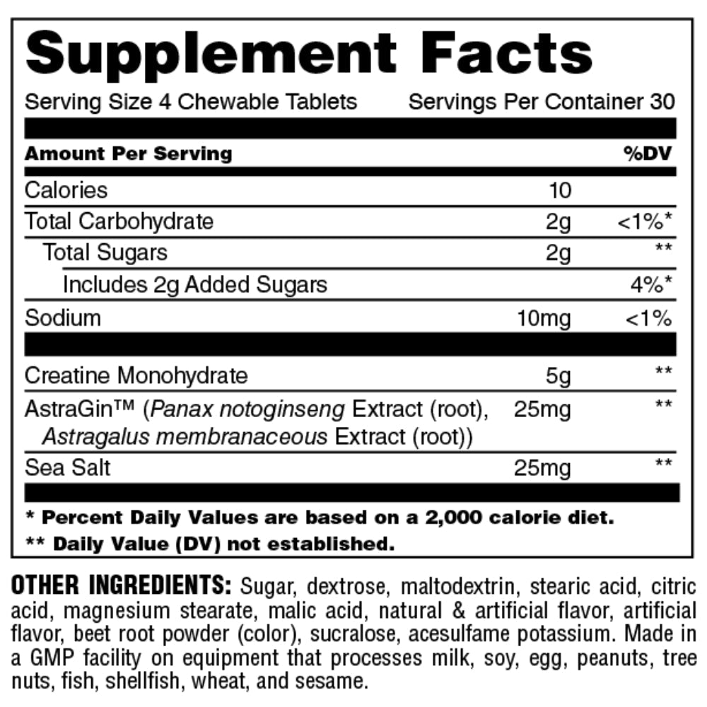 Universal Nutrition Creatine Chews 120 Chewable Tablets x11/25 039442033321- The Supplement Warehouse Pte Ltd