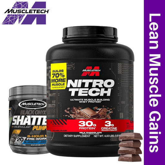 MuscleTech Nitro Tech 4 lbs + Shatter Non-Stim Pre-Workout Bundle