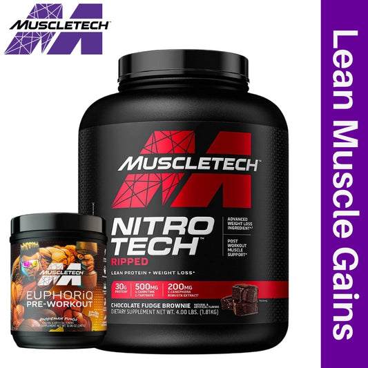 MuscleTech Nitro Tech Ripped 4 lbs + Euphoriq 20 srv PWO Bundle