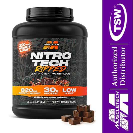 MuscleTech Nitro Tech Ripped Whey Protein 4 lbs (30g protein, 3g carb, 150 cal, carnitine)