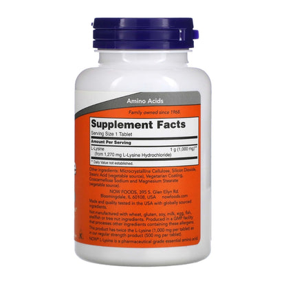 NOW L-Lysine Double Strength 1000 mg 100 tabs