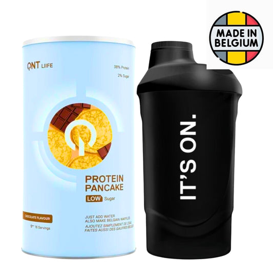 QNT Protein Pancake Low Sugar 500g + Free QNT (Made in EU) Shaker 600ml Exp Jul 2027
