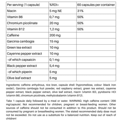 AK-47 Labs Burner 60 Capsules (1 cap: 200mg caffeine, green tea, garcinia, and more) Made in Germany