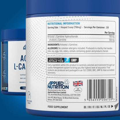 Applied Acetyl L - Carnitine 150 g 5056555206720 - The Supplement Warehouse Pte Ltd