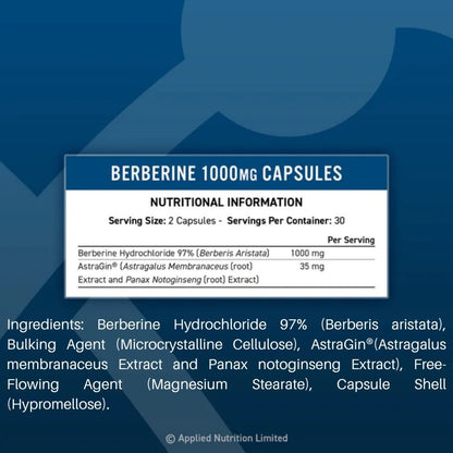 Applied Berberine Capsules 1000mg 60 veg caps 5056555204375 - The Supplement Warehouse Pte Ltd